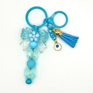 Blue Beaded Keychain with Tassel